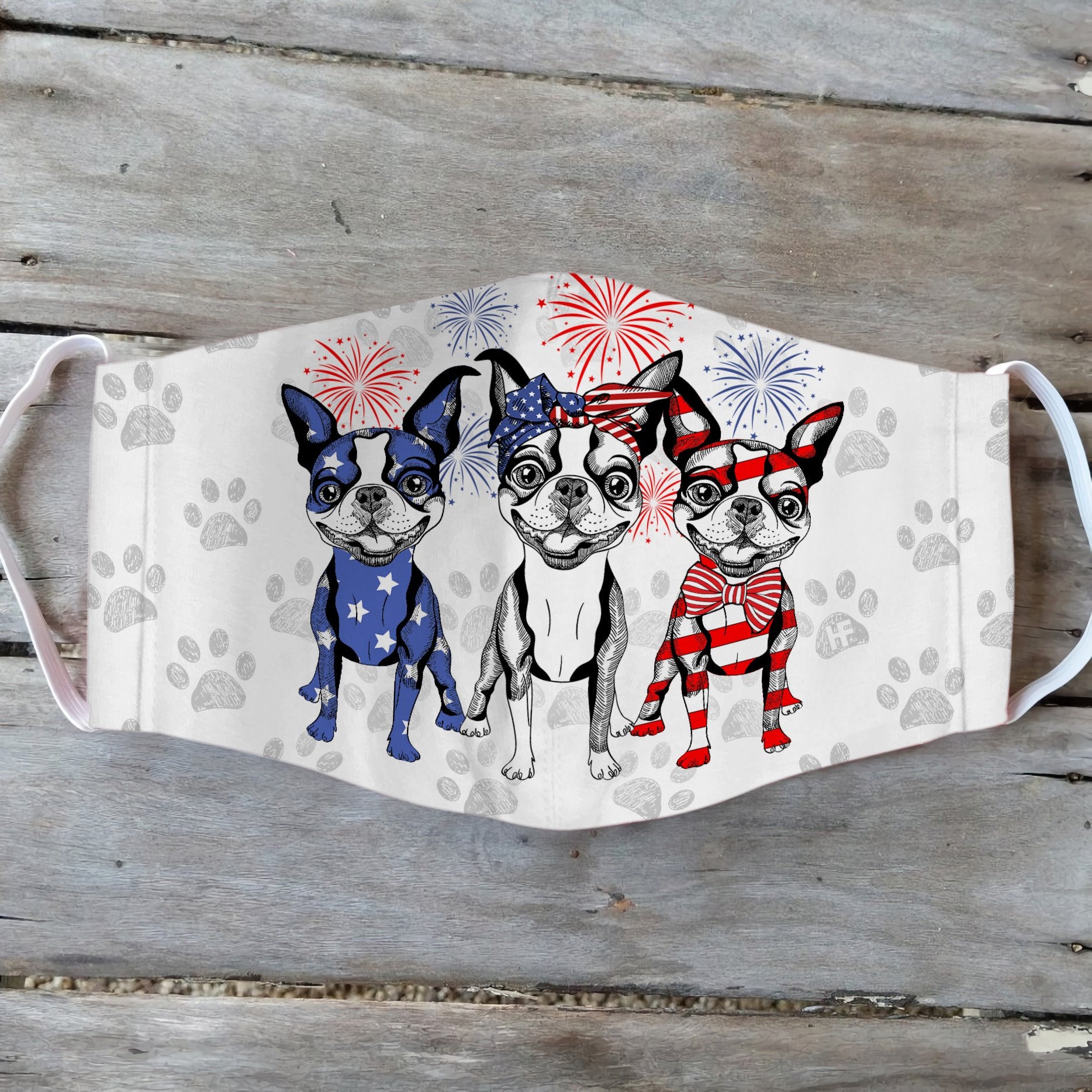 Boston Terrier 4th Of July EZ01 1405 Face Mask