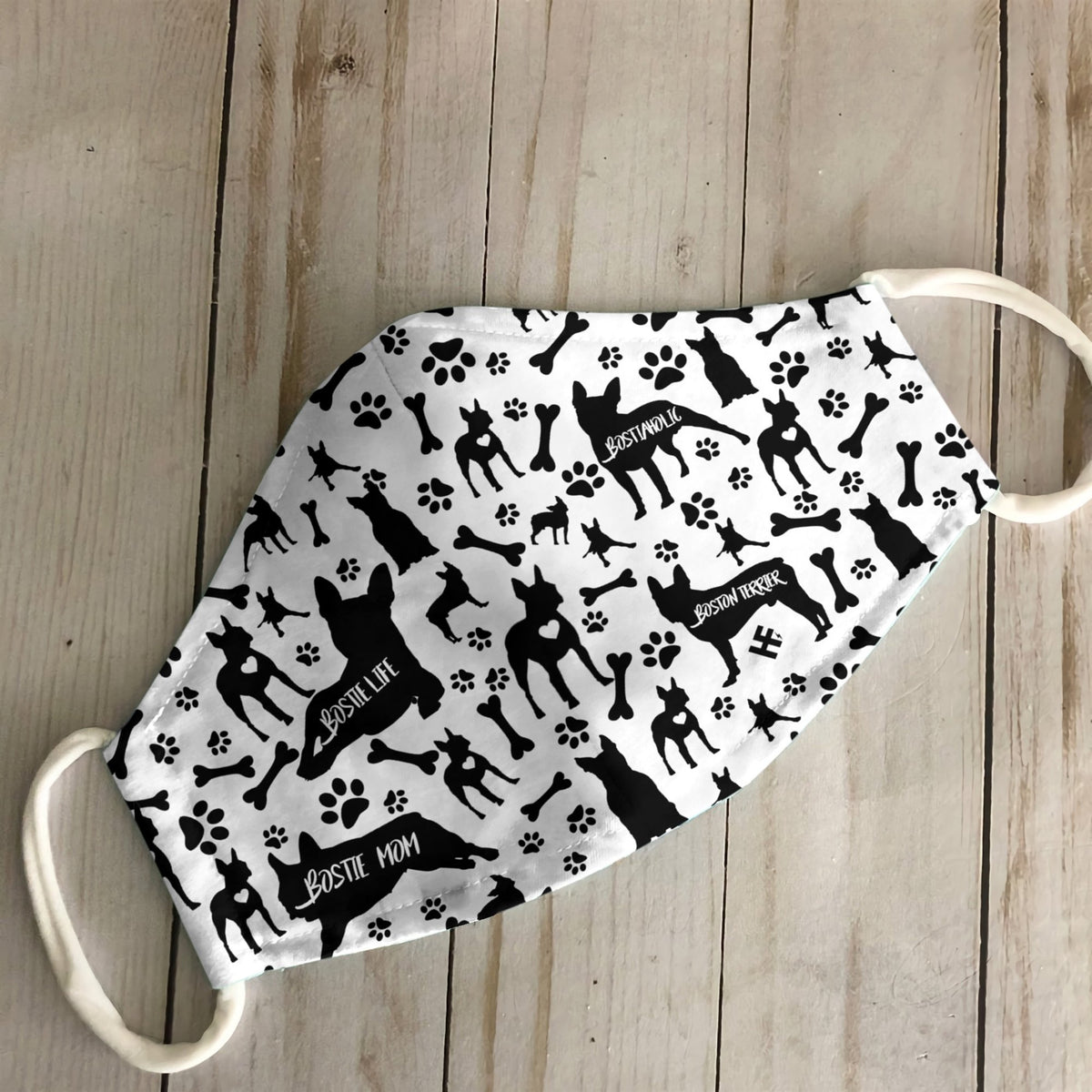Boston Terrier Black &amp; White Pattern EZ07 2707 Face Mask