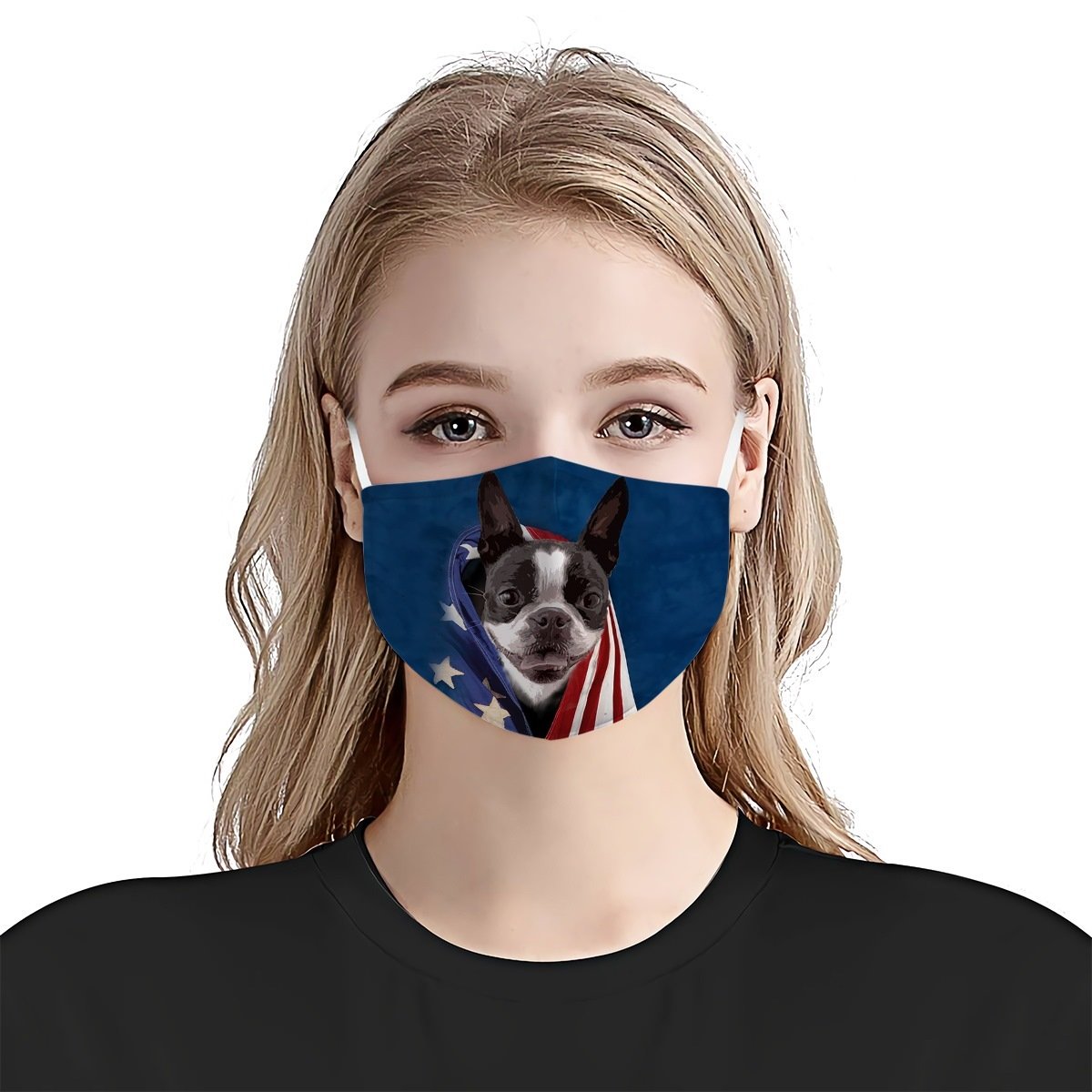 Boston Terrie In American Flag EZ01 Face Mask