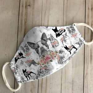 Boston Terrier Floral Vintage EZ07 2606 Face Mask