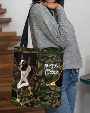 Boston-Terrier Camo Cloth Tote Bag