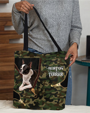 Boston-Terrier Camo Cloth Tote Bag