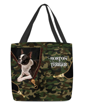 Boston-Terrier Camo Cloth Tote Bag