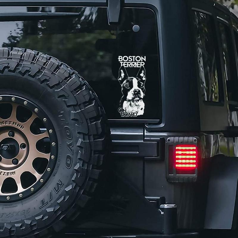 Boston Terrier on Board-Car Window Sticker-Dog Sign Decal