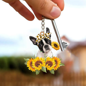 Boston Terrier-Dog Mom Keychain