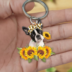 Boston Terrier-Dog Mom Keychain