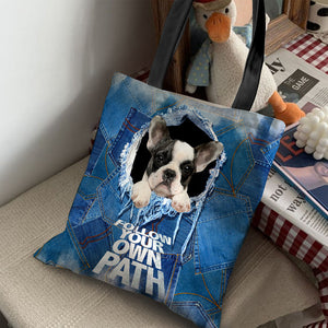 Boston Terrier -Follow Your Own Path-Cloth Tote Bag