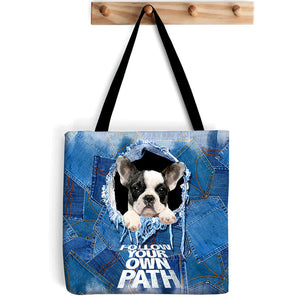 Boston Terrier -Follow Your Own Path-Cloth Tote Bag