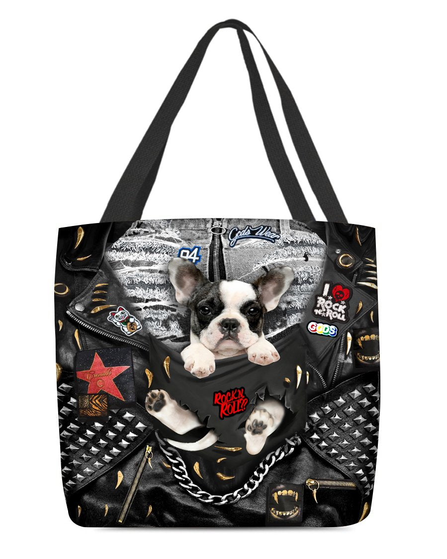 Boston Terrier-Rock Dog-Cloth Tote Bag