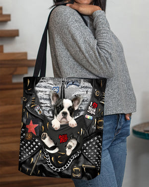 Boston Terrier-Rock Dog-Cloth Tote Bag