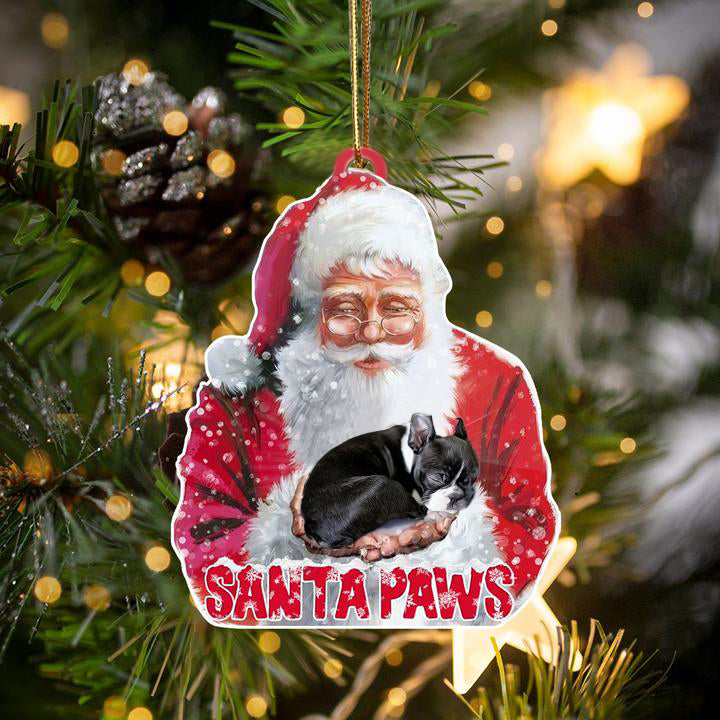 Boston Terrier-Santa Paws-Two Sided Ornament