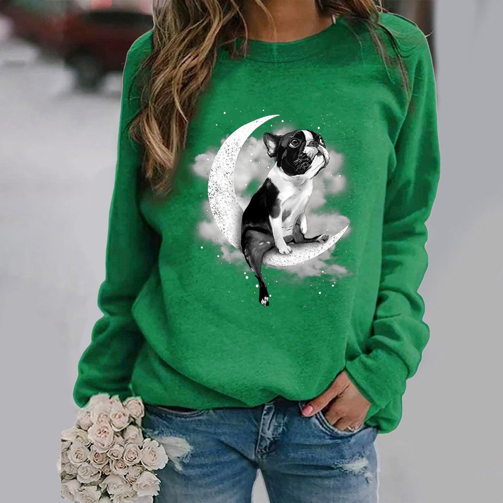 Boston Terrier -Sit On The Moon- Premium Sweatshirt