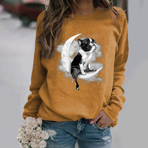 Boston Terrier -Sit On The Moon- Premium Sweatshirt