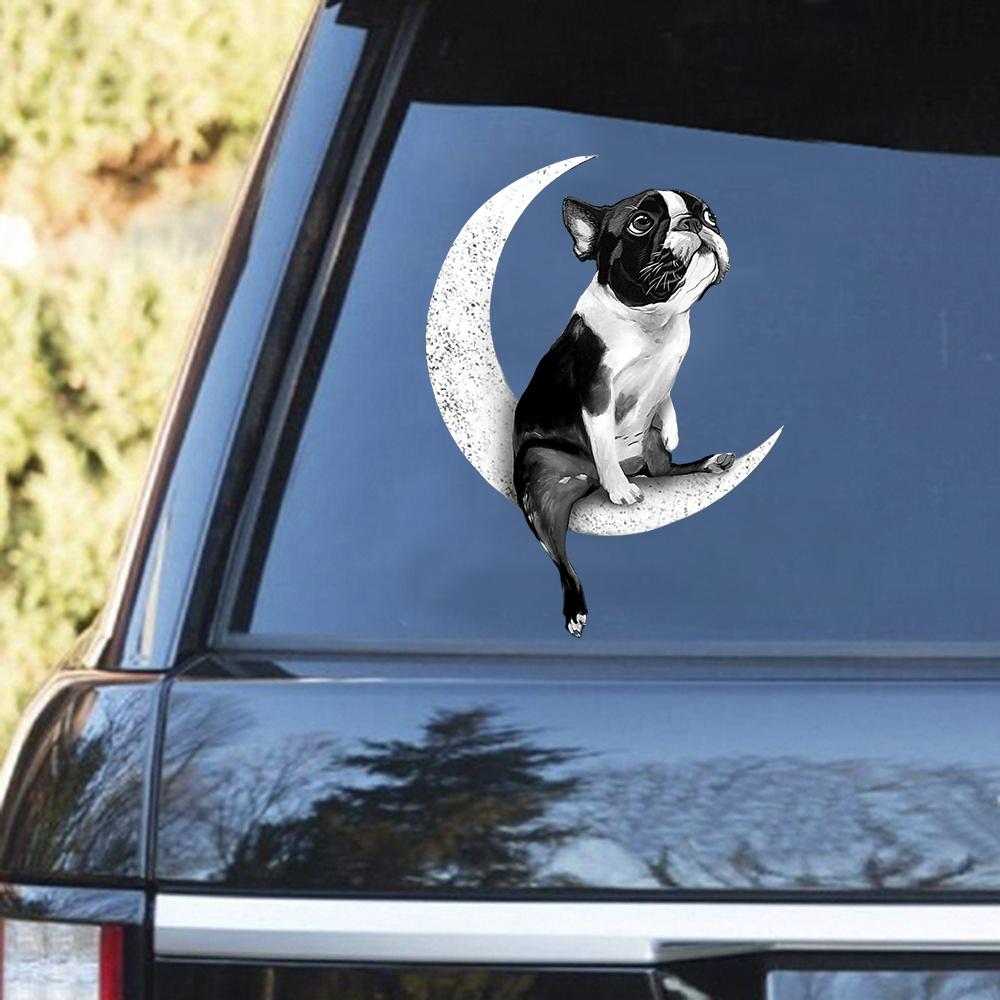 Boston Terrier-Sit On The Moon Decal