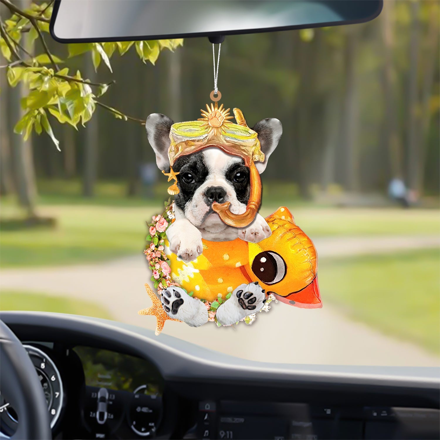 Boston Terrier-Swimming Laps Two Sides Ornament