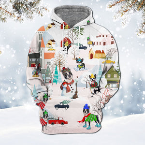 Boston Terrier-Winter Holiday Hoodie