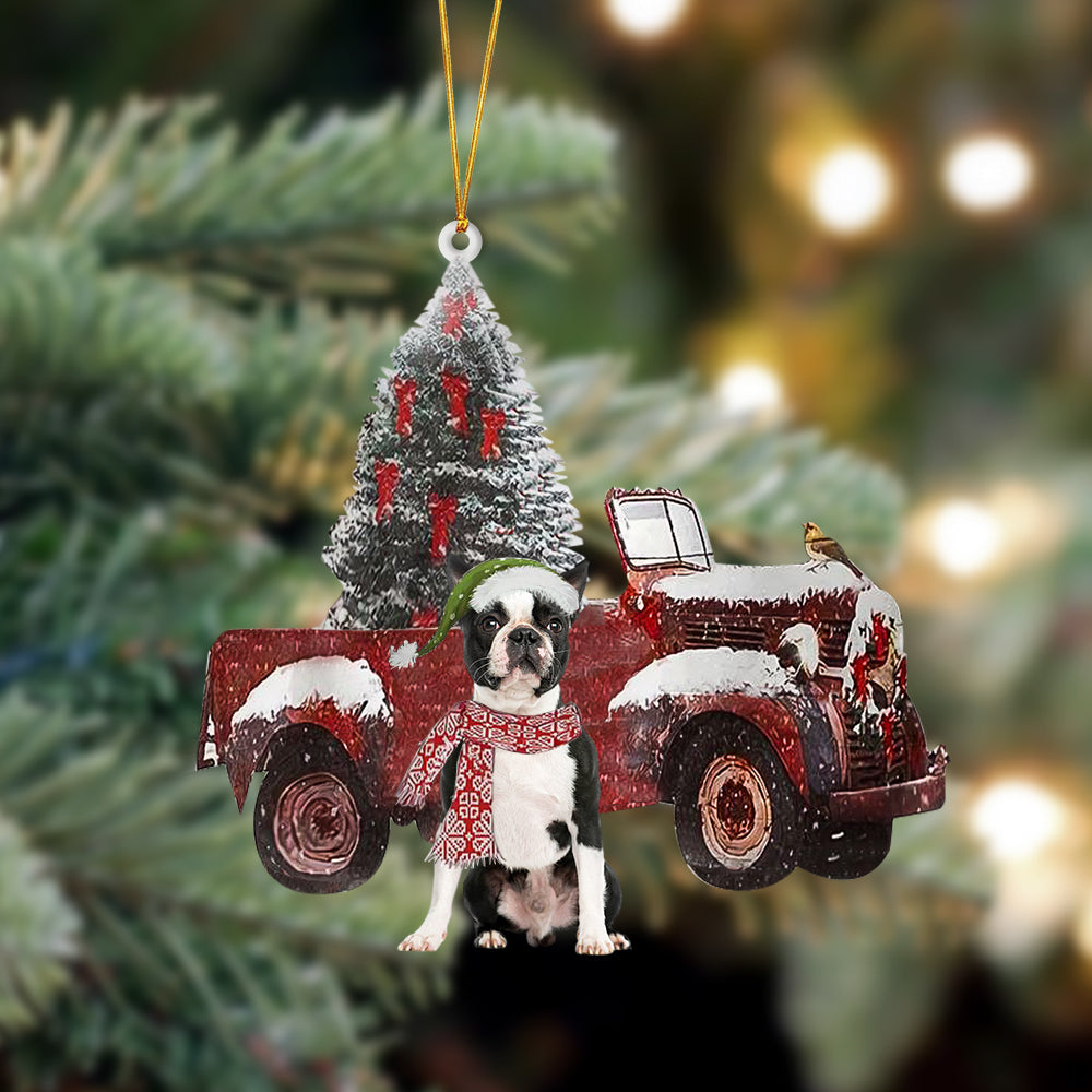 Boston Terrier 1-Christmas Truck Two Sided Ornament