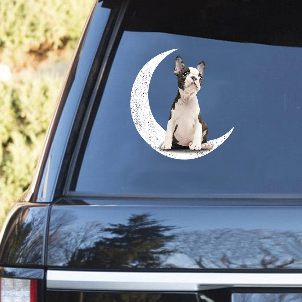 Boston Terrier 2-Sit On The Moon Decal