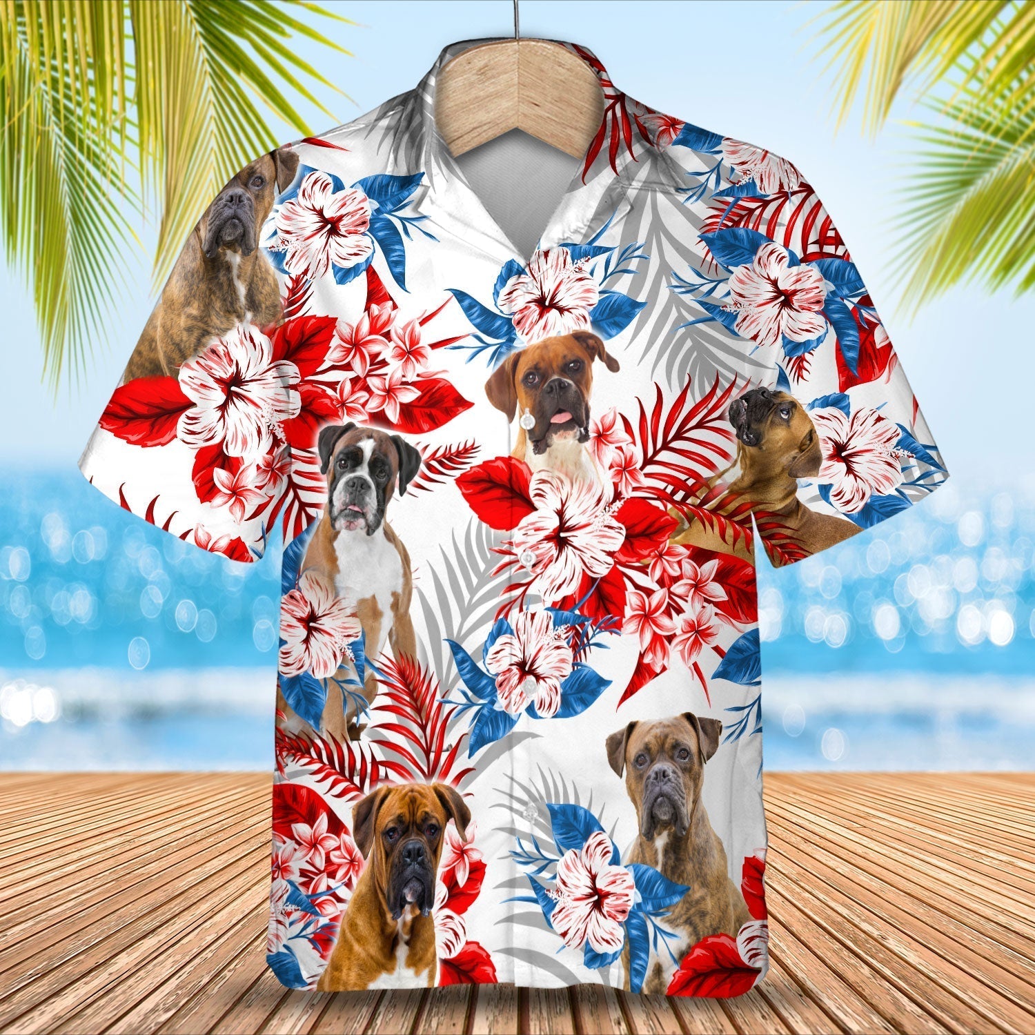 Boston Terrier American Flag Hawaiian Shirt