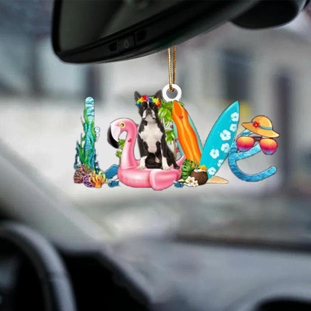 Boston Terrier-Dog Mom Life-Two Sided Ornament