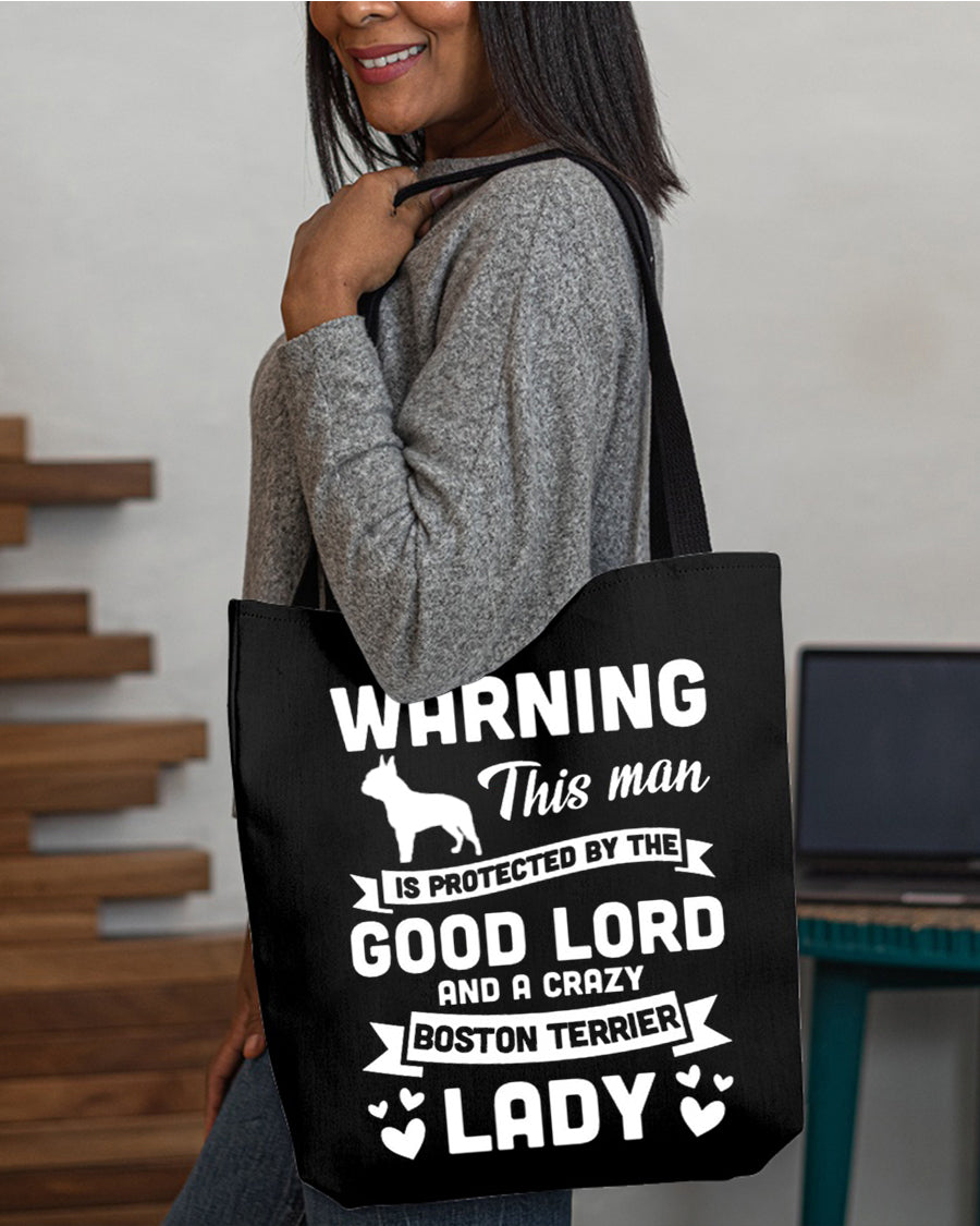Boston Terrier Crazy lady Cloth Tote Bag