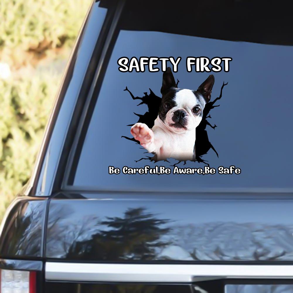 Boston Terrier Safety First Decal