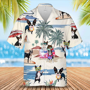 Boston Terrier Summer Beach Hawaiian Shirt