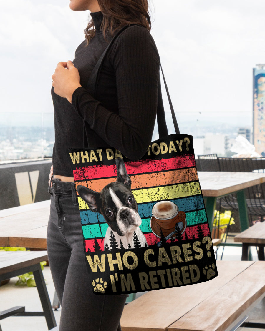 Boston Terrier Who Cares-Cloth Tote Bag