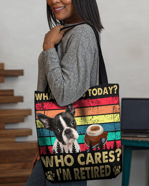 Boston Terrier Who Cares-Cloth Tote Bag