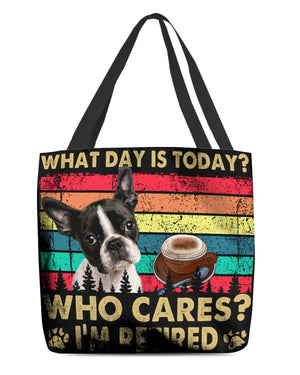 Boston Terrier Who Cares-Cloth Tote Bag