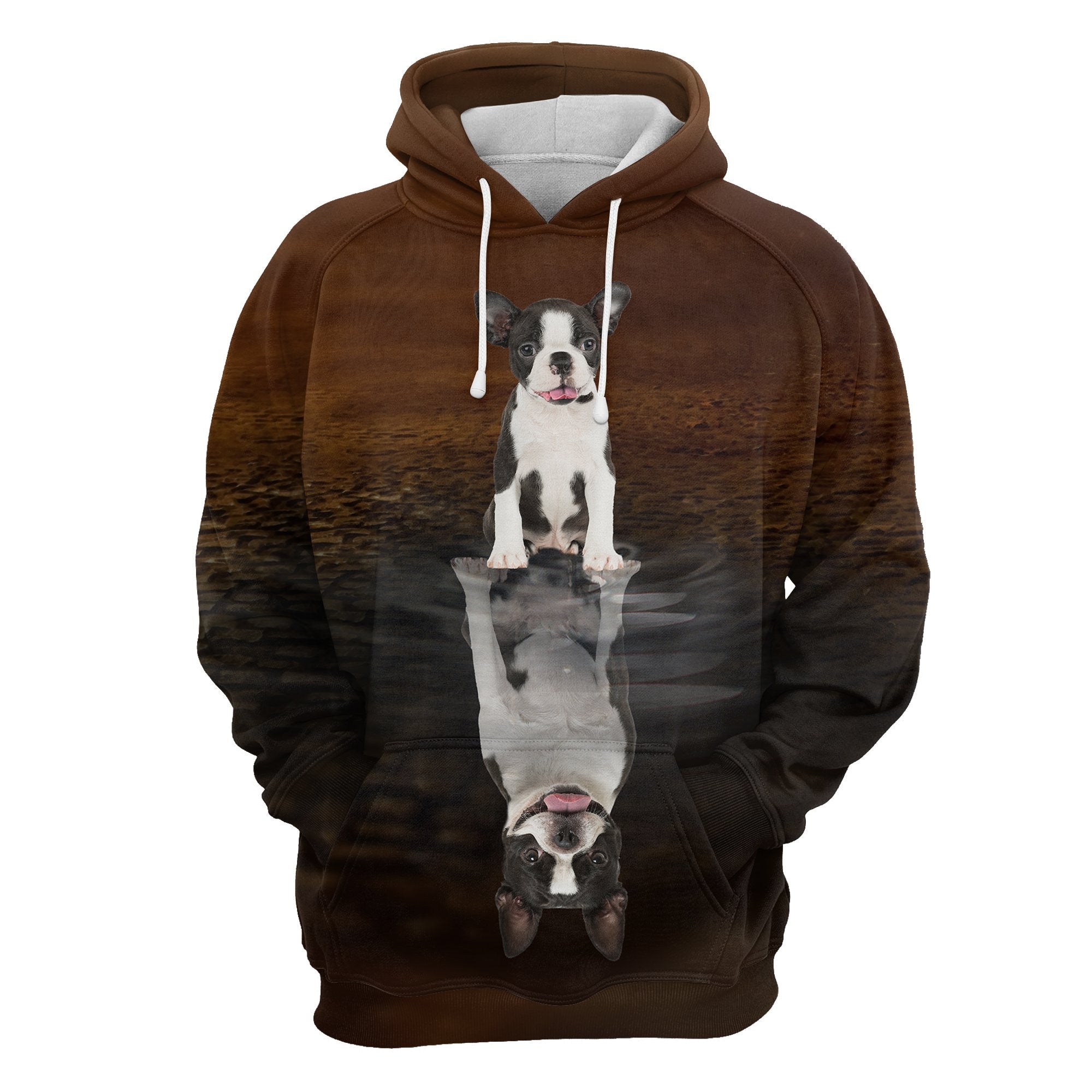 Cute Boston Terrier Reflection All Over Hoodie