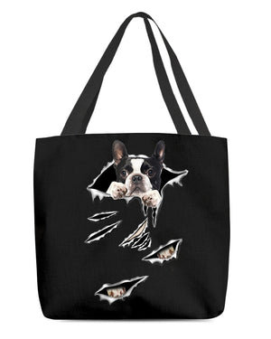 Cracks-Boston Terrier-Cloth Tote Bag