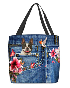 Boston terrier-Lily Cloth Tote Bag