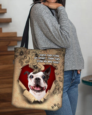 Boston terrier-Torn Cloth Tote Bag