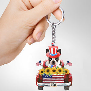 Boston terrier-USA Truck Flat Acrylic Keychain