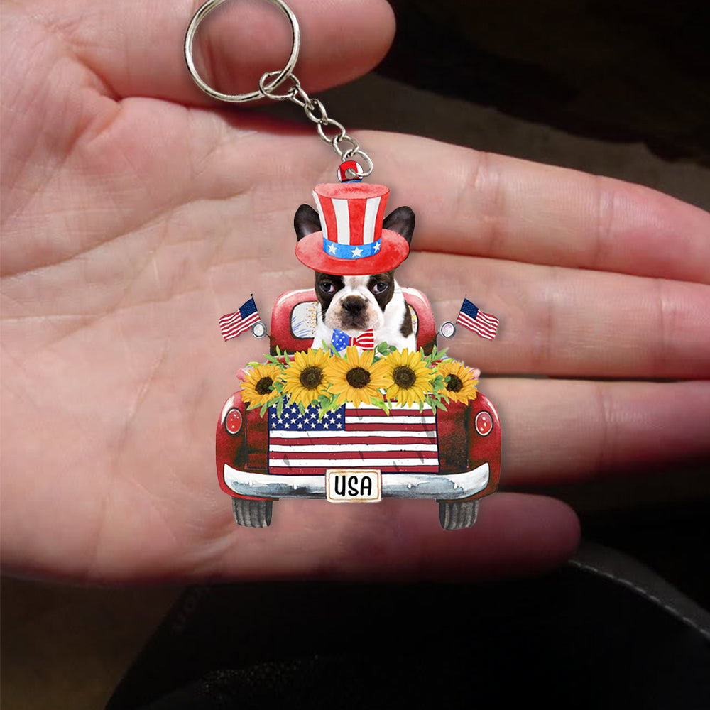 Boston terrier-USA Truck Flat Acrylic Keychain