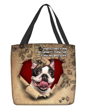 Boston terrier 2-Torn Cloth Tote Bag