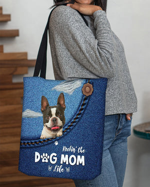 Boston Terrier-Dog Mom Life-Cloth Tote Bag