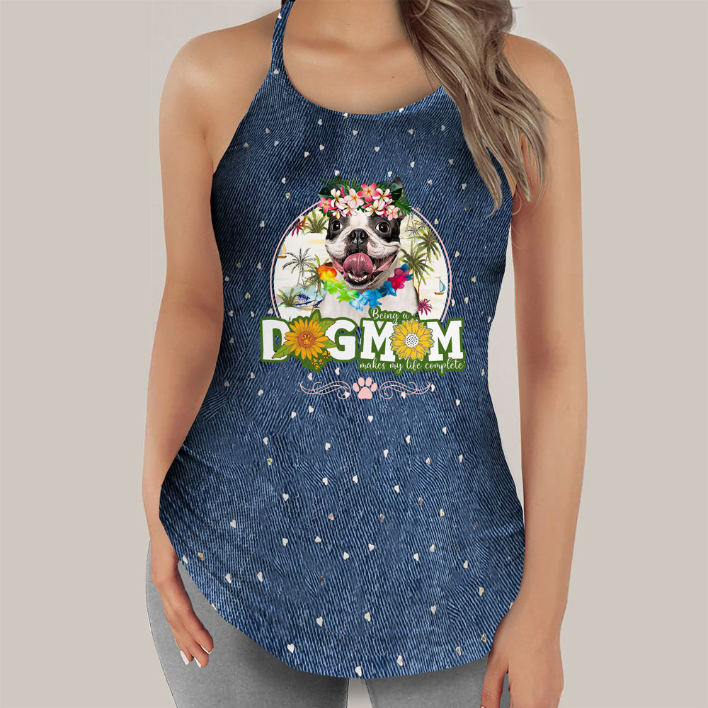 Boston terrier (16)-Hawaii beach Dog Mom Tank Top