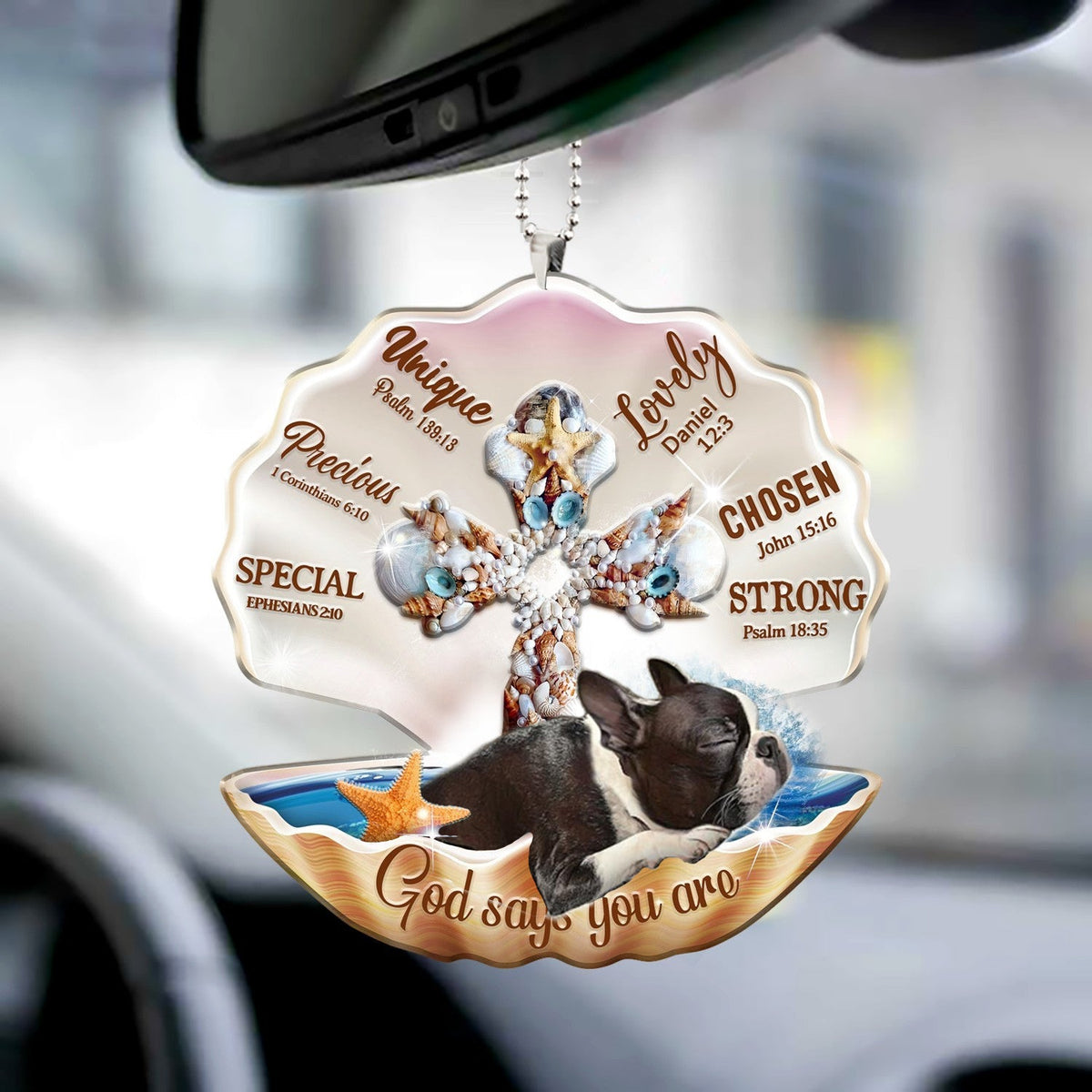 Boston terrier2-You Are Cross In Seashell-Two sides ornament