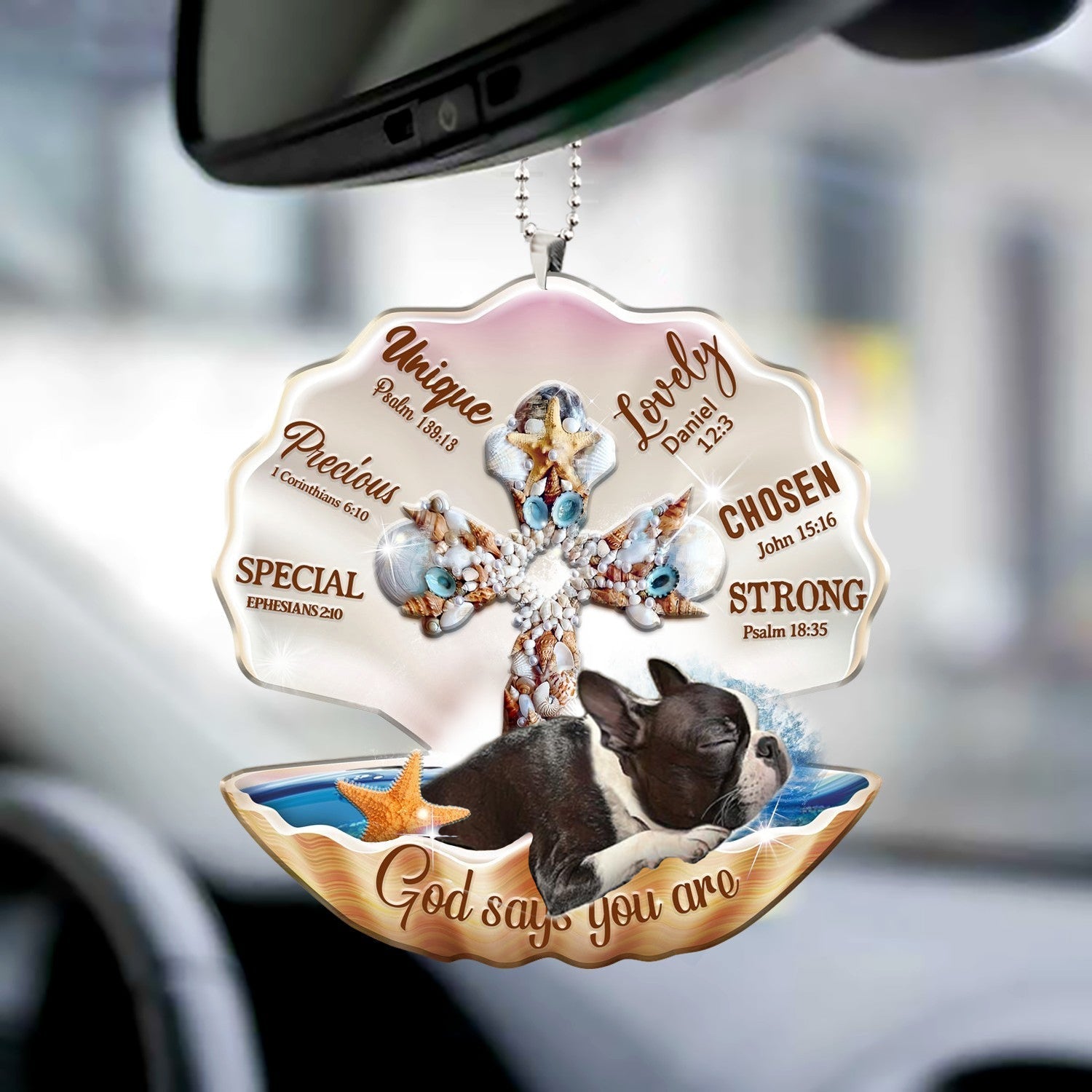 Boston terrier2-You Are Cross In Seashell-Two sides ornament