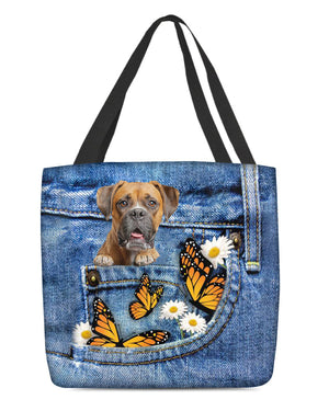 Boxer-Butterfly Daisies Fait-CLOTH TOTE BAG