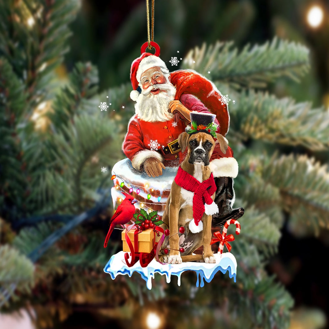 Boxer-Christmas Chimney Two Sided Ornament