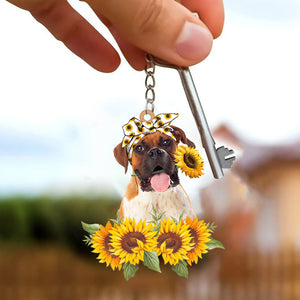 Boxer-Dog Mom Keychain