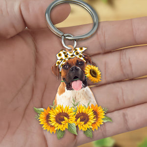 Boxer-Dog Mom Keychain