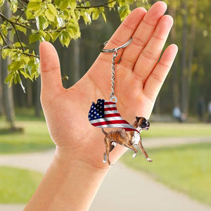 Boxer-Happy Independence Day Flat Acrylic Keychain