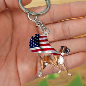 Boxer-Happy Independence Day Flat Acrylic Keychain