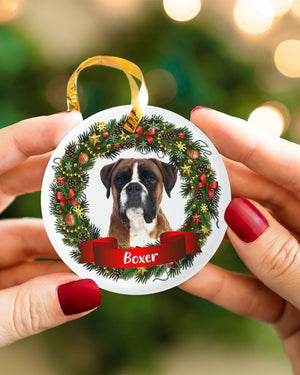 Boxer-Noel Circle-Two Sided Ornament