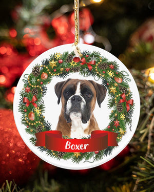 Boxer-Noel Circle-Two Sided Ornament