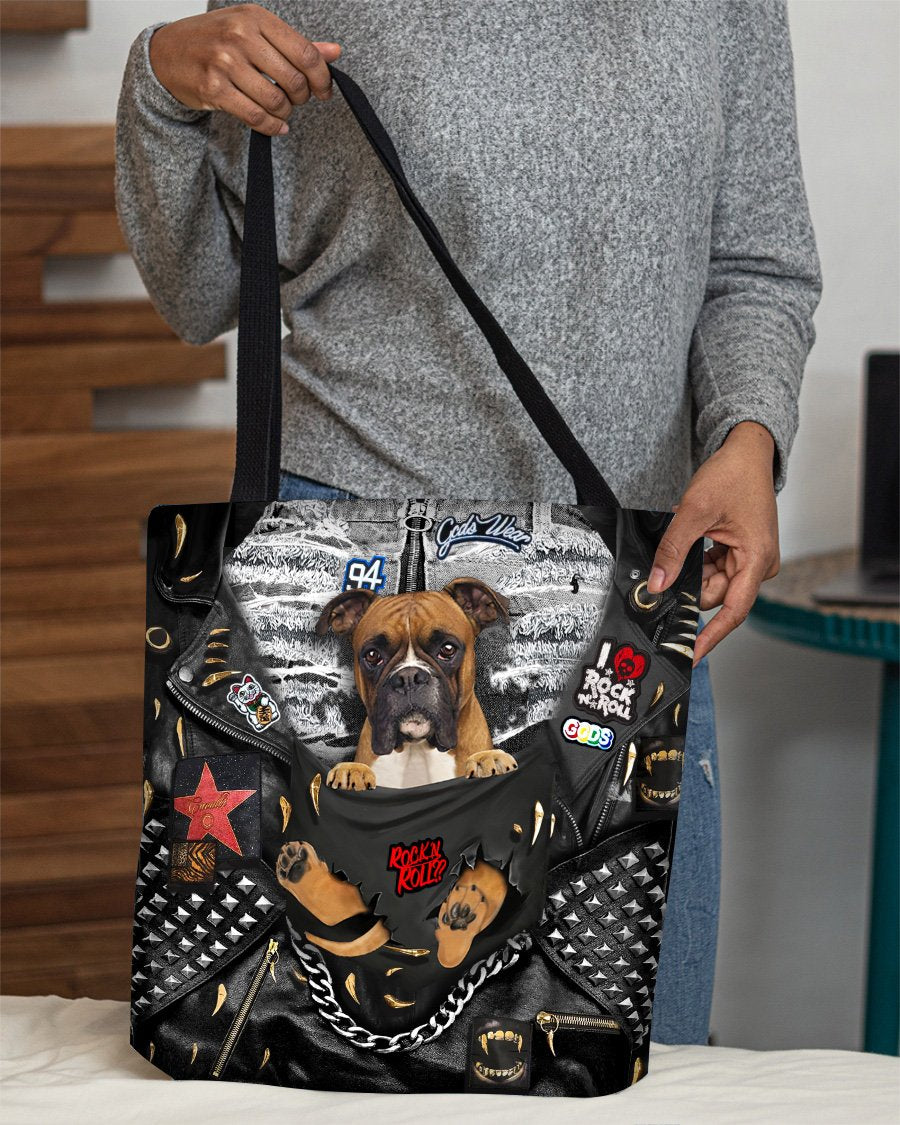Boxer-Rock Dog-Cloth Tote Bag